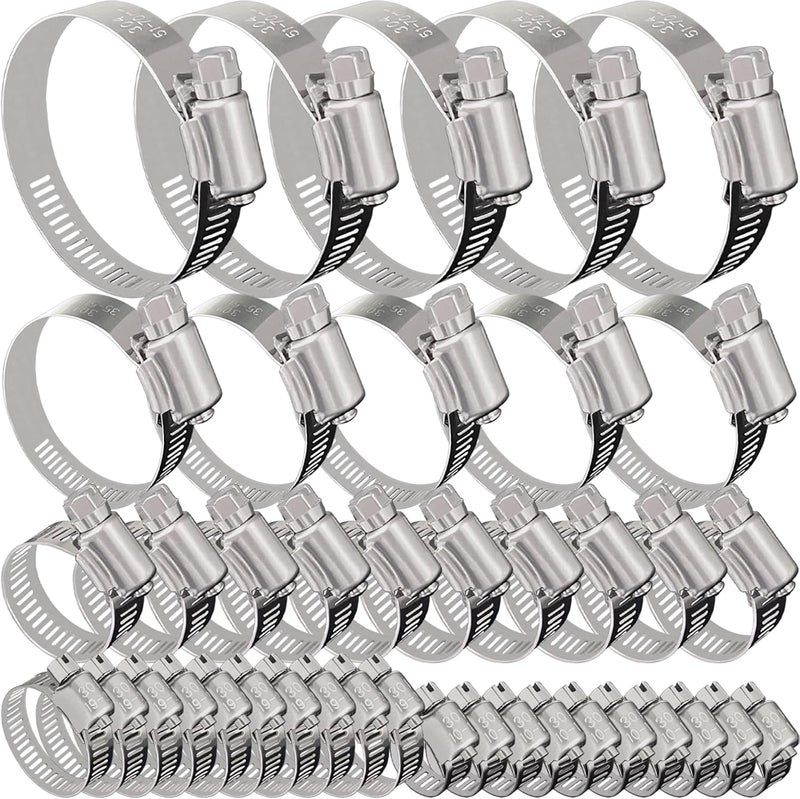 SmaringWing 40 Pack Adjustable Stainless Steel Hose Clamps, 10-70mm Worm Gear Duct Pipe Clamp, Heavy Duty Metal Fuel Line Radiator Hose Clamps Kit for Plumbing, Automotive, Industrial, Garden, Indoor&Outdoor Use - Image 1